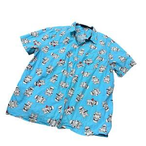 Disney Parks Star Wars Stormtrooper Short Sleeve Button-Down Shirt Blue Size LRG